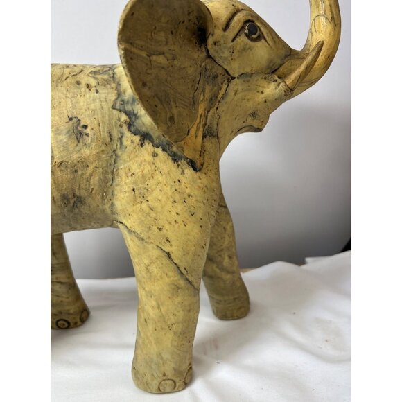 Hand-Carved Crushed Oyster Shell Elephant Figurine, Large - Picture 4 of 15